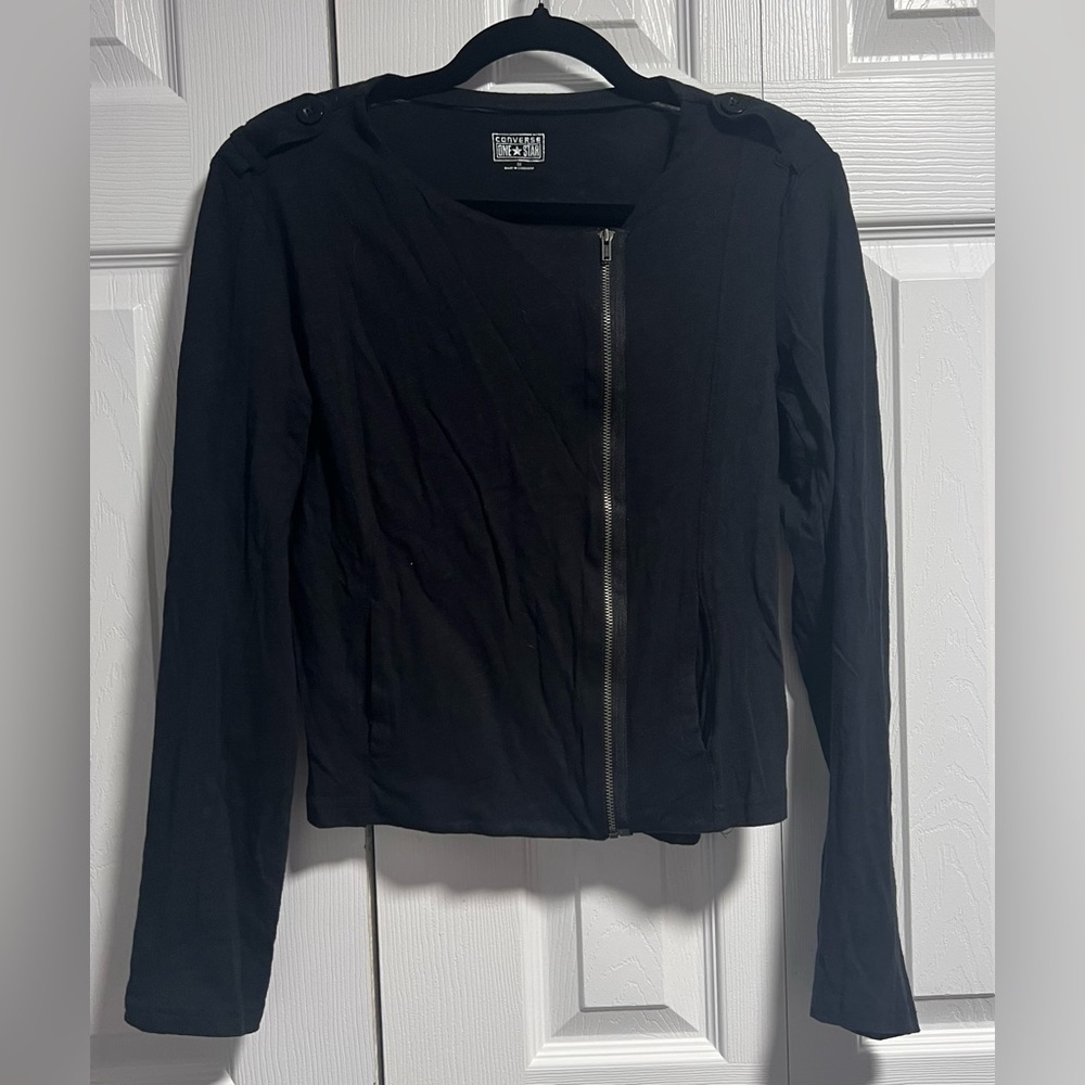 Junior's Converse Black Long Sleeved Zip Up
